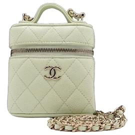 Chanel Mini Vanity in Caviar Menta con Catena Dorata - Borsa a Spalla e a Tracolla
