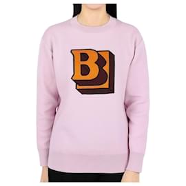 Strickpullover mit Rundhalsausschnitt und großem Logo (Rosa) - Burberry