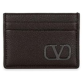 Valentino Signature Logo Card Holder Dark Brown