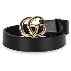 Ledergürtel mit verschlungenem Dorn für Herren (Schwarz) - Gucci