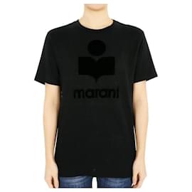 Zwell Logo Leinen Kurzarm-T-Shirt (Alles Schwarz) - Isabel Marant