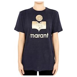 Leinen-T-Shirt mit Etoile Zwell Logo (Navy) FNGO - Isabel Marant
