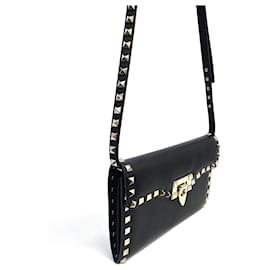 Valentino Borsa a tracolla piccola Rockstud in pelle nera