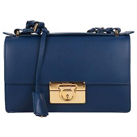 Borsa a tracolla Salvatore Ferragamo Gancini Gold Eileen Blue