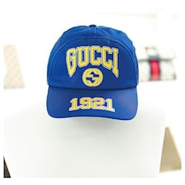 Logo Baseball Cap Baumwolle Blau Gelb - Gucci