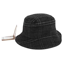 Bucket Hat aus Wolle mit Karomuster in Anthrazitgrau - Burberry