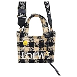 Mini borsa tote in rafia a quadretti - Loewe