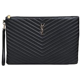 Saint Laurent Clutch con tracolla in pelle trapuntata
