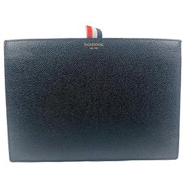 Pochette unisexe Black Three-Stripe Label Small de Thom Browne