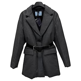 Belted Cashmere Single Padding Jacket - Prada