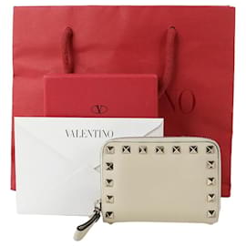 Rockstud Kartenetui aus Leder in Elfenbein - Valentino