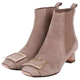 Roger Vivier Botines de ante con baño de oro para mujer