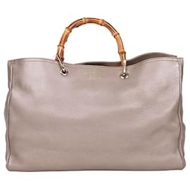 Borsa Tote e Borsa a Spalla con Manico in Bambù Grigio - Gucci