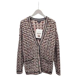Schwarzer Multicolour-Tweed-Cardigan mit Karomuster und silbernen Knöpfen - Chanel