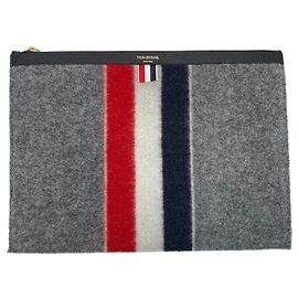 Thom Browne Clutch in lana grigia Large
