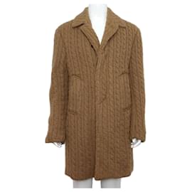 Thom Browne Camel Cable Overcoat Men's Jacket