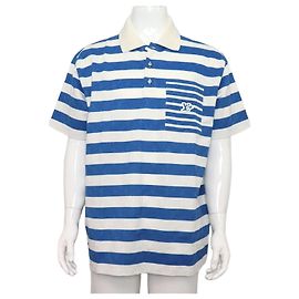 Louis Vuitton Kurzärmeliges PK Polohemd für Herren mit blau-weißen Monogramm-Streifen