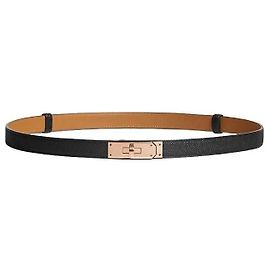 Hermès Kelly Damen Gürtel Schwarz mit Roségoldene Schnalle