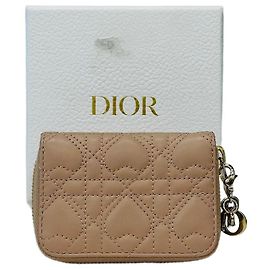 Dior Cartera Lady Heart Stitching Rosa Palo