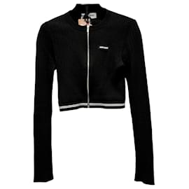Miu Miu Logo Strickjacke mit Reißverschluss