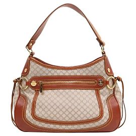Céline Macadam Schultertasche Beige