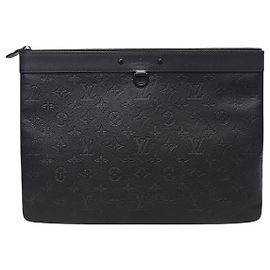 Louis Vuitton Pochette Black Monogram Shadow Clutch Bag