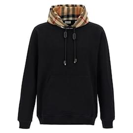 Burberry Felpa in cotone con cappuccio Check