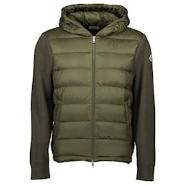 Moncler Gesteppter Kapuzenpullover aus Wolle mit Reißverschluss