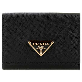 Prada Saffiano Triangle Logo Bifold Portemonnaie Schwarz QHH