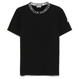 Moncler Baumwoll-T-Shirt mit Logo-Besatz