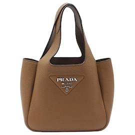 Brauner Vitello Daino Soft Mini Tote Bag - Prada