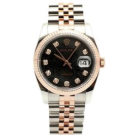 Rolex Orologio Datejust Jubilee Motif Black Rose Gold Combo da Uomo Originale con Diamante
