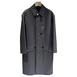 Hermès Langer grauer Baumwollmantel