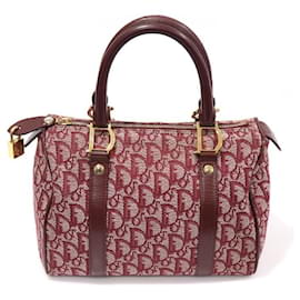 Borsa Tote Trotter Boston in jacquard Oblique rosso con finiture dorate - Dior