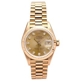 Rolex Datejust Damenuhr aus Gold mit Original Zehn-Punkt Diamant Goldzifferblatt