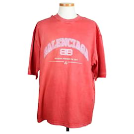 Balenciaga Vintage Jersey T-Shirt mit Grafiklogo Rot