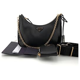 Borsa Hobo Multi in Saffiano nero - Prada