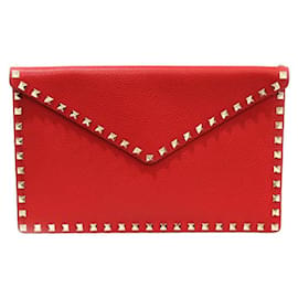 Valentino Clutch a Busta in Pelle Red Stamp Gold Rockstud