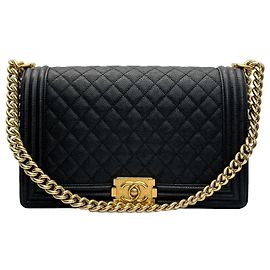 Chanel Borsa Boy Large Flap Bag Black Caviar Gold-Tone Shoulder Bag
