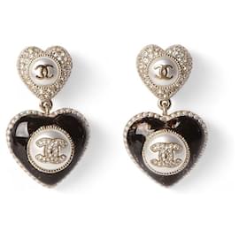 Orecchini Gold Black CC Heart Pearl Crystal - Chanel
