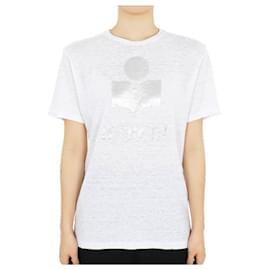 Etoile Zwell Logo Leinen T-Shirt (Weiß/Silber) - Isabel Marant