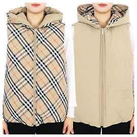 Burberry Reversible gesteppte Kinderweste mit Vintage-Karomuster (Beige)