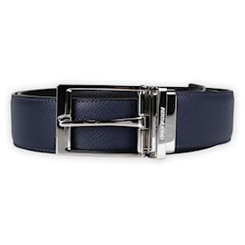 Men's Reversible Grainy Leather Belt (Navy/Black) - Burberry