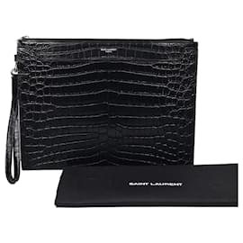 Bolso de mano tipo tablet Catherine en cocodrilo - Saint Laurent