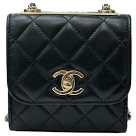 Chanel Mini borsa a catena Trendy CC in agnello nero e oro