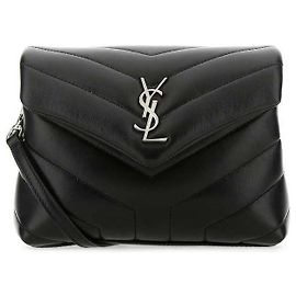 Borsa Saint Laurent Loulou Toy con tracolla in pelle trapuntata Nero/Argento