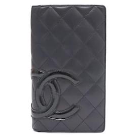 Cartera larga para mujer Chanel Camellia CC de piel de cordero