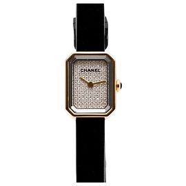 Chanel Premiere Ribbon Uhr Gold Titan Mini Damenuhr mit Diamant-Pavé