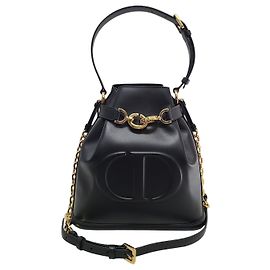 Dior Borsa bucket media in pelle con logo CD in rilievo nero