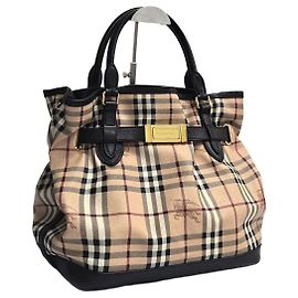 Burberry GOLDERTON Haymarket Check Ledertasche in Braun